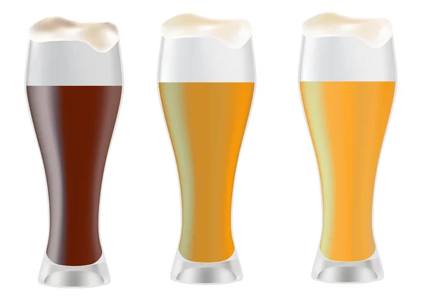 三个玻璃的啤酒 — 图库矢量图片