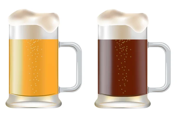 Dos jarras de cerveza — Vector de stock
