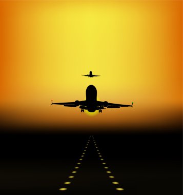 Landing of aircraft clipart