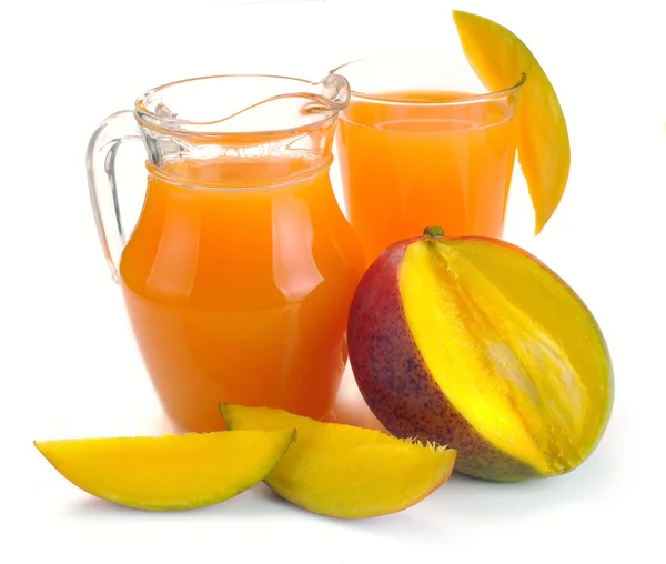 Mango šťávy a ovoce — Stock fotografie