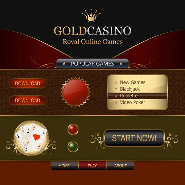 Элементы веб-шаблона онлайн казино — стоковый вектор