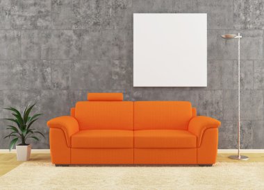 Orange sofa interior design clipart