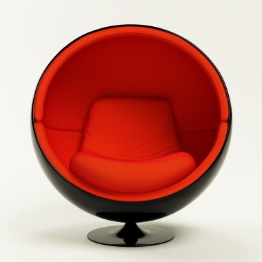 Modern red black cocoon ball chair isolated on white background clipart