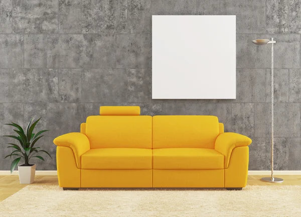 Divano giallo design d'interni — Foto Stock