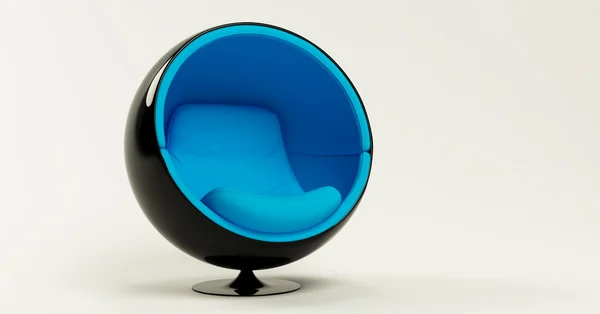 Modern blue black cocoon ball chair isolated on white background — Stock Photo, Image