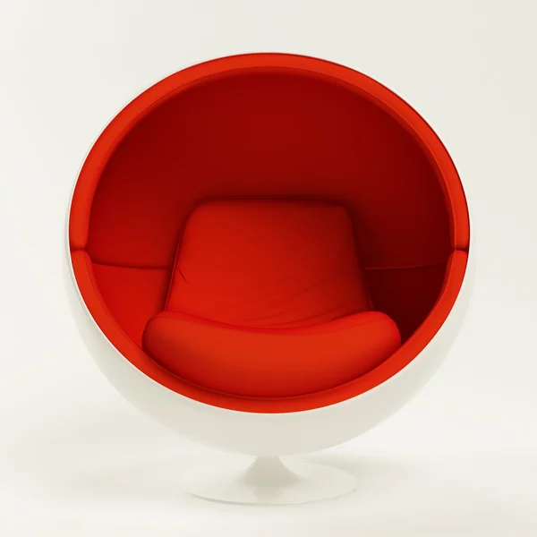 白い背景上に分離されて近代的な赤い繭の球の椅子 — ストック写真