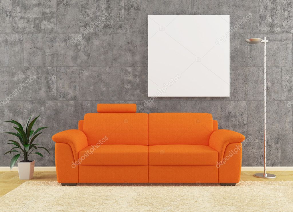 Orange sofa interior design