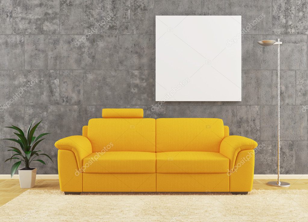 Yellow sofa interior design
