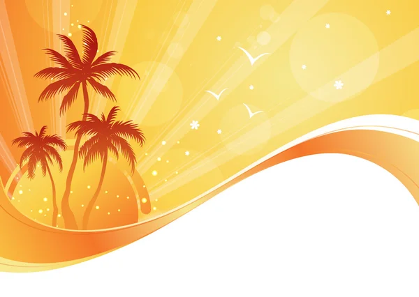 Sommartid bakgrund med palmer — Stock vektor