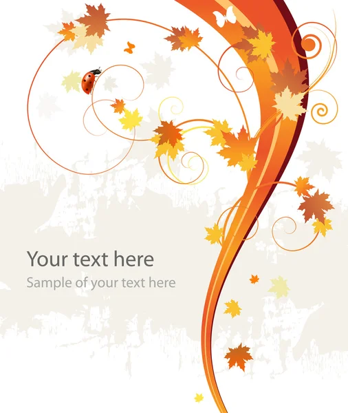 Écologie automne abstrait motif fond avec feuilles et coccinelle — Image vectorielle