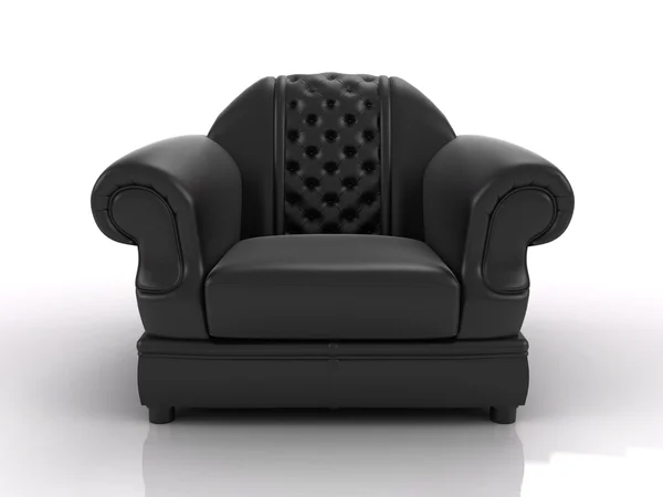 黑色真皮扶手椅 — 图库照片