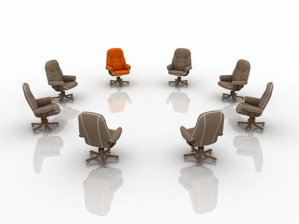 stock image Business team armchairs with leader red armchair