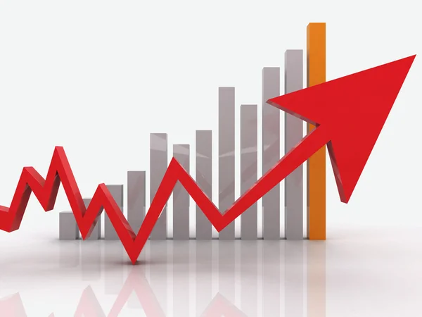 Gráfico de negócios vermelho isolado no fundo branco — Fotografia de Stock