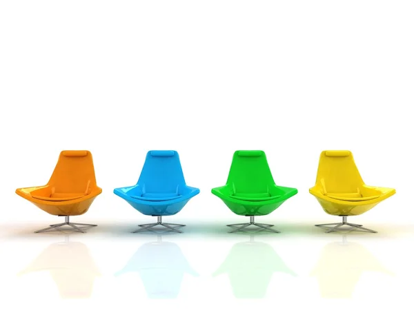 Трехцветные кресла — стоковое фото