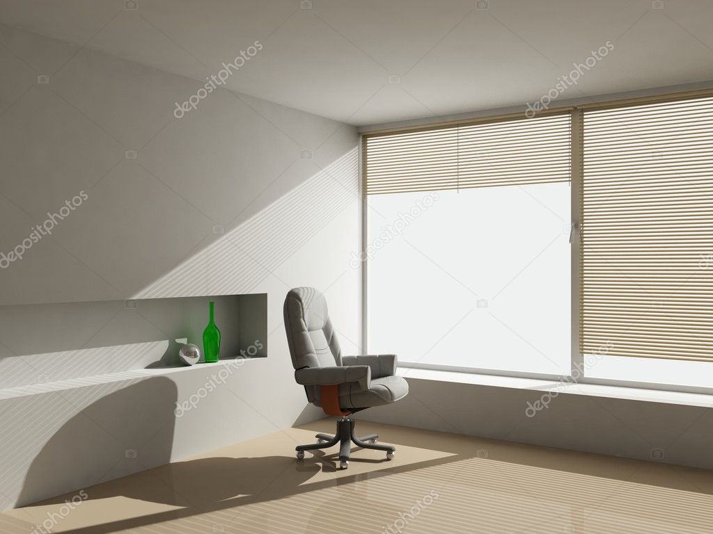 3d illustration of business room with armchair