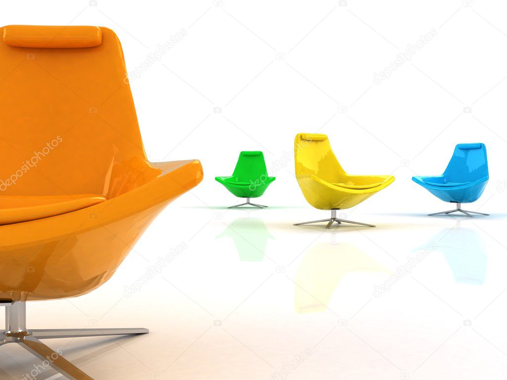 3d colour armchairs