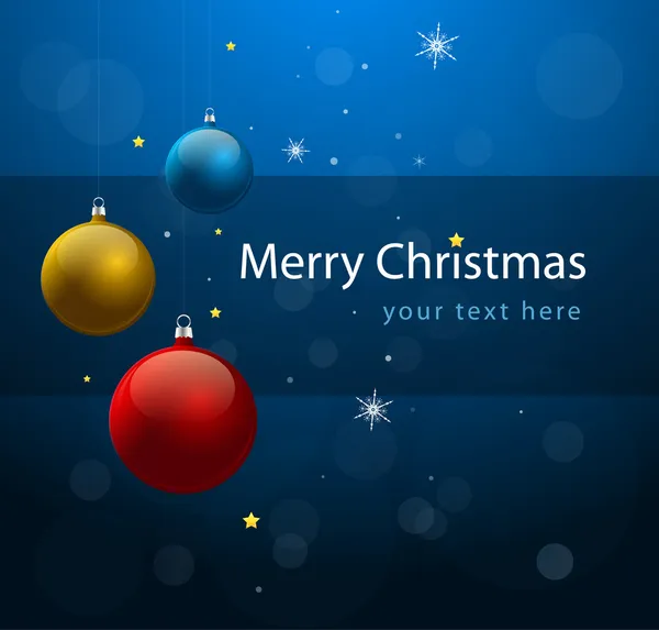 Noël bleu nouvel an fond avec des boules de Noël brillantes — Image vectorielle
