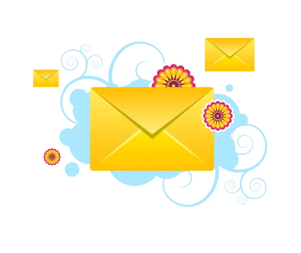 stock vector Envelopes, e-mail sms vector icons with flowers and patterns