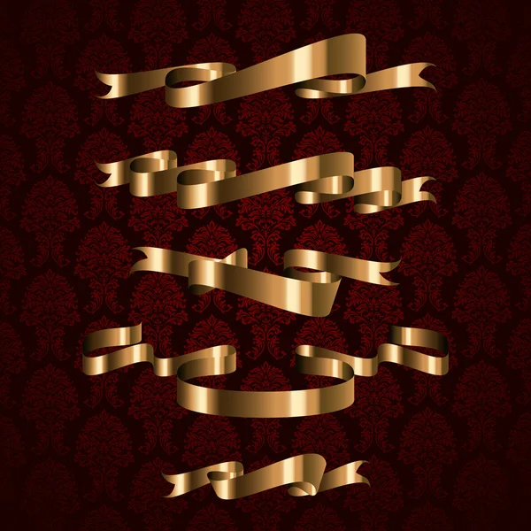 Golden royal design ribbon element on pattern background — Stock Vector