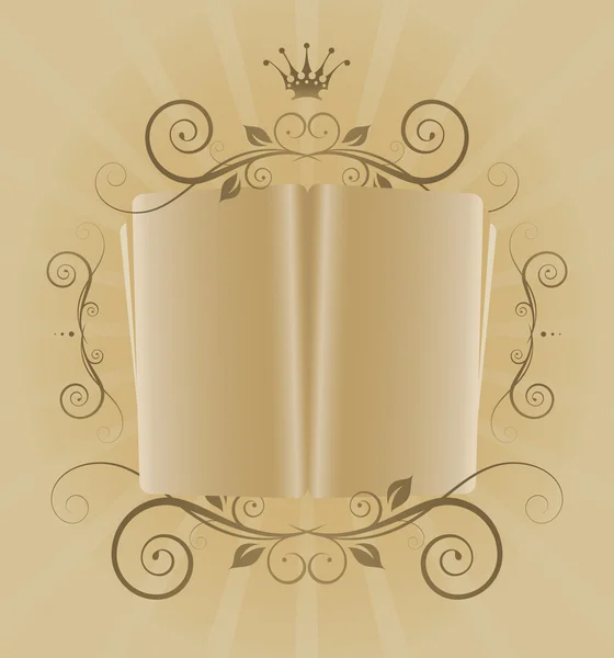Винтажная цветочная рамка с короной и меню — стоковый вектор