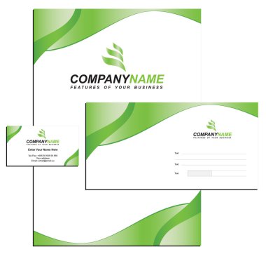 Template vector Identity with logo, blank, envelope and visiting card clipart