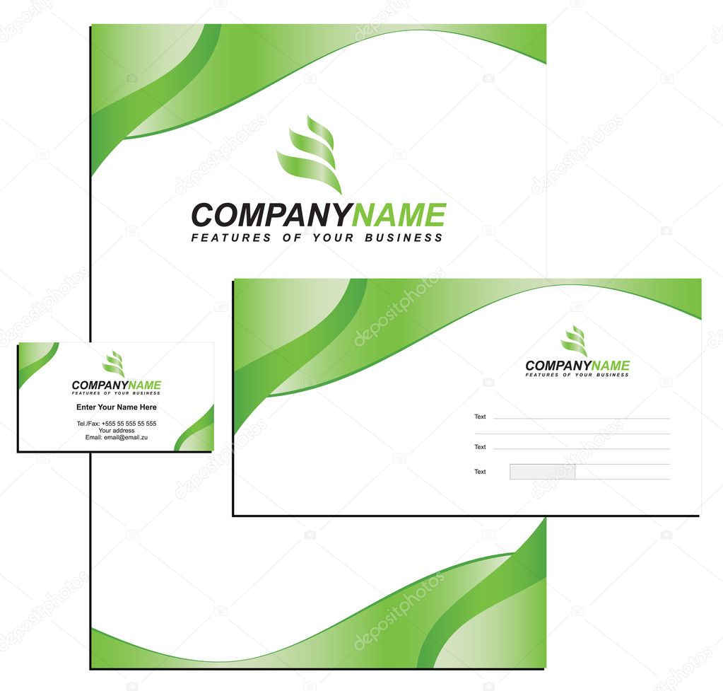 Template vector Identity with logo, blank, envelope and visiting card