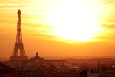 Paris effel panoramic view at sunset clipart