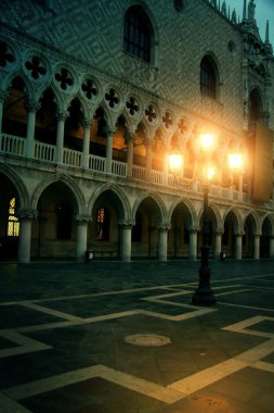 Mysterious plazza in the evening in Venice clipart