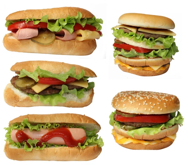 Cheeseburger und Hot-Dog Stockbild