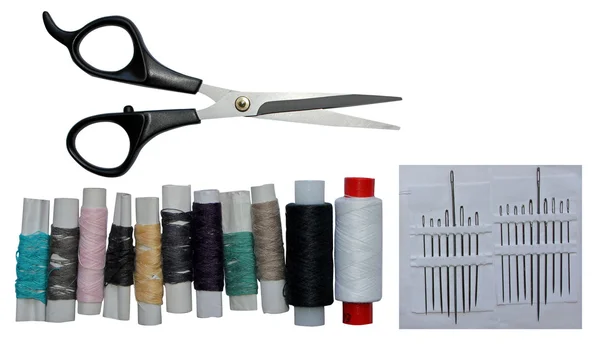 stock image Yarn, needles and scissors