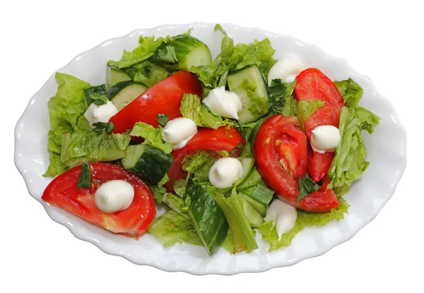 Salát, salát rajče okurka — Stock fotografie