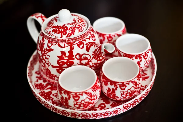 Tea set used in a Chinese wedding tea ceremony — Stock Photo, Image