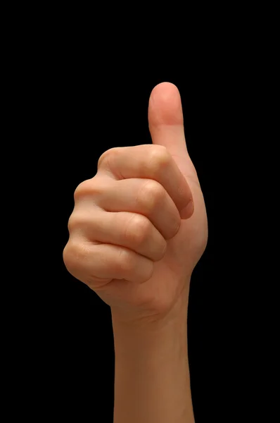 Thumbs up hand signal — Stock Photo, Image