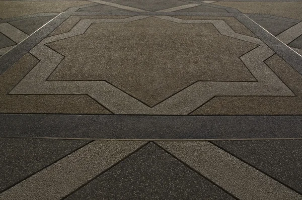 stock image Symmetrical and geomeric designs on the floor of an Islamic mosque