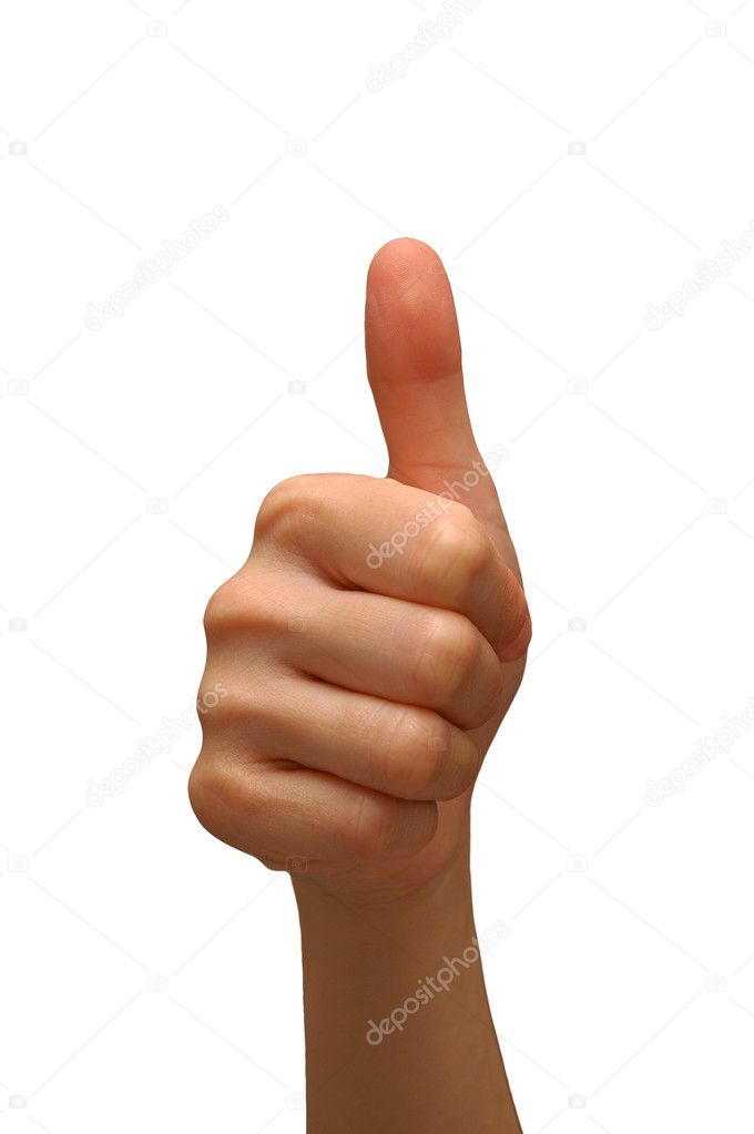 Thumbs up hand signal