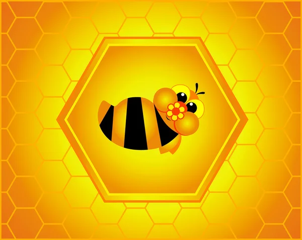 Een honingbij is in honingraten — Stockvector