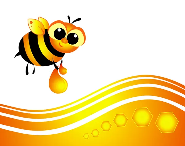 Bee with the drop of honey — Stock Vector