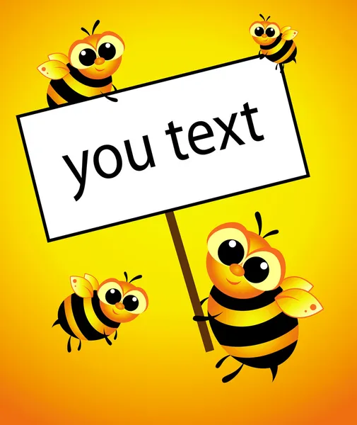 Včely s plakátem — Stockový vektor