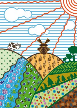 Village landscape clipart