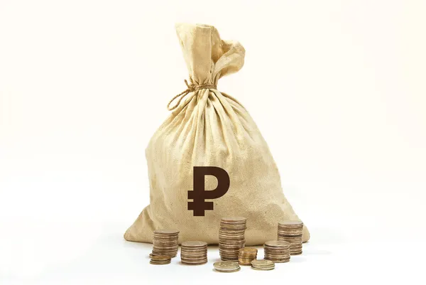 Bag full of rubles — Stock Photo, Image