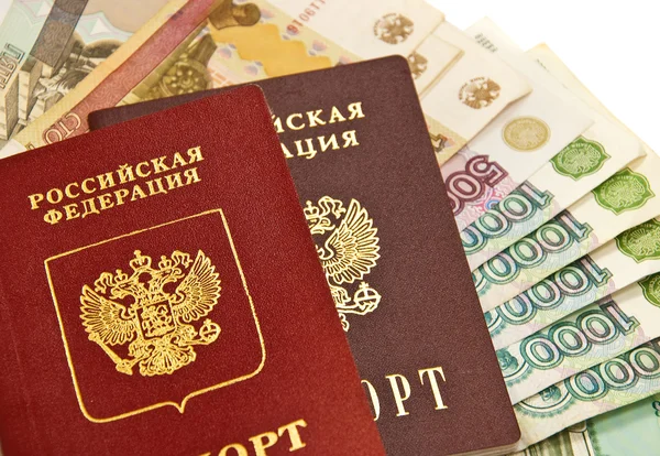 stock image Russian money and passports