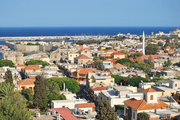 Rhodes. eski şehir panoraması — Stok fotoğraf