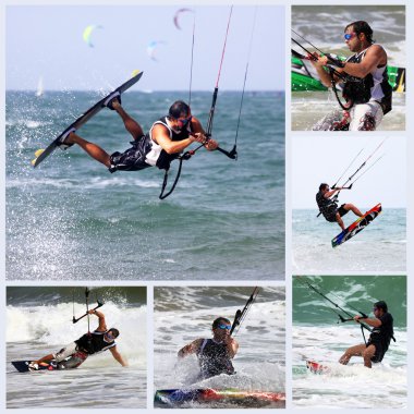 Kitesurfer in action clipart