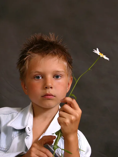 The nice boy with the flowers — Stock Photo, Image