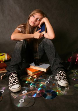 Girl with the book clipart