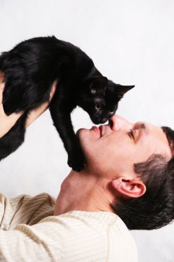 Portrait with a cat clipart