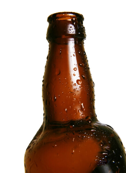 Curve brown bottle on a white background