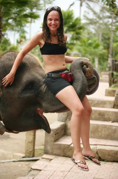 Elephant and the girl — Stock Photo, Image