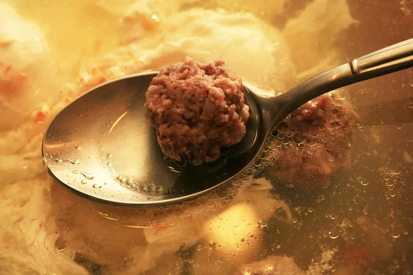 Soppa med kött bollar — Stockfoto