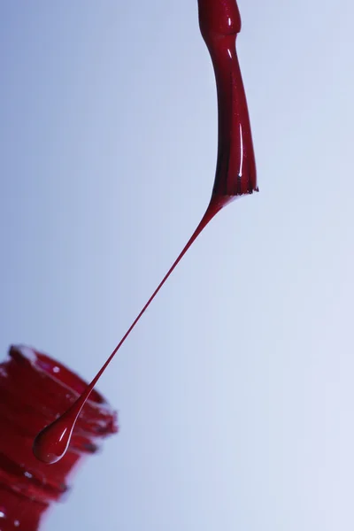 Kırmızı boya ile fırça — Stok fotoğraf